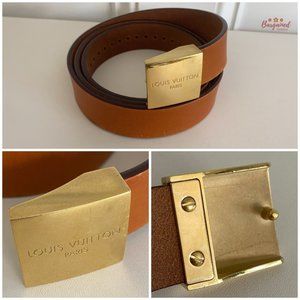 Louis Vuitton, Accessories, Authentic Louis Vuitton Orange Leather  Ceinture Carre Buckle Adjustable Belt